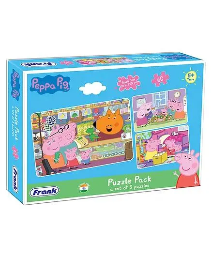 Frank Peppa Pig Jigsaw Puzzle Pack of 3 Multicolor - 180 Pieces