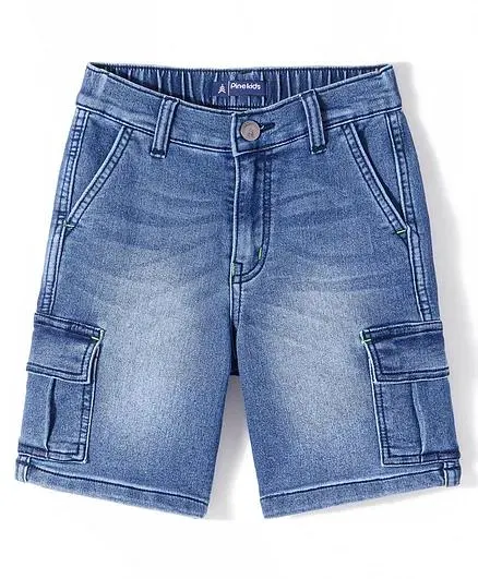 Pine Kids Denim Above Knee Length Shorts - Blue