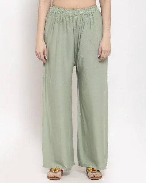 Flared Palazzos with Elasticated Waist