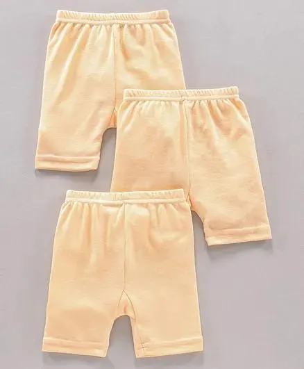 Red Rose Cotton Cycling Shorts Solid Pack of 3 - Cream