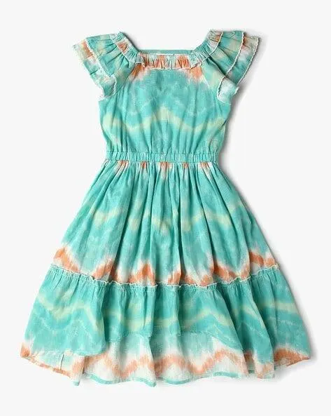 Girls Tie & Dye Tiered Dress