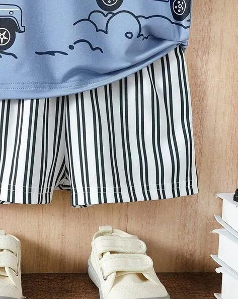 Striped Shorts & T-Shirt Set