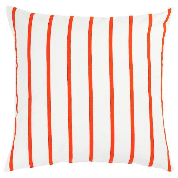Cushion cover, white orange/stripe,