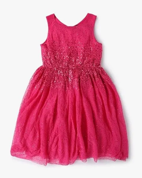 Girls Sequin Embellished Fit & Flare Dress