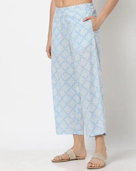 Women Block Print Palazzos with Insert Pockets