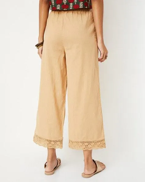 Straight Palazzos with Lace Hem