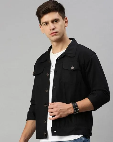 Slim-Fit Button-Closure Jacket with Flap Pockets