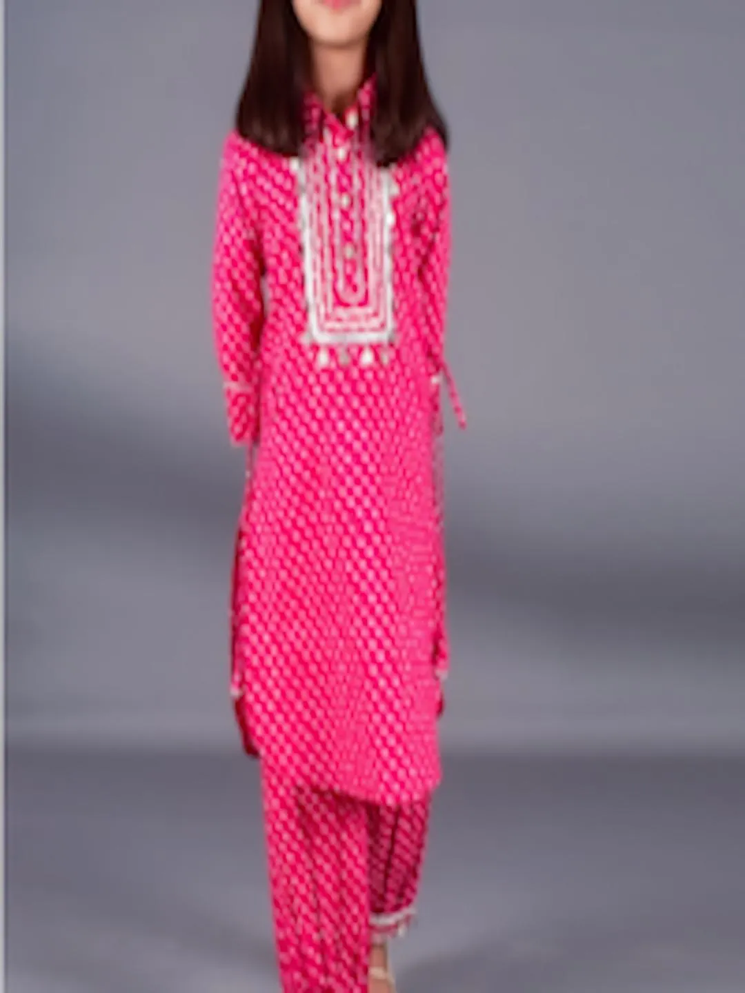 Girls Striped Regular Gotta Patti Pure Cotton Kurta With Salwar