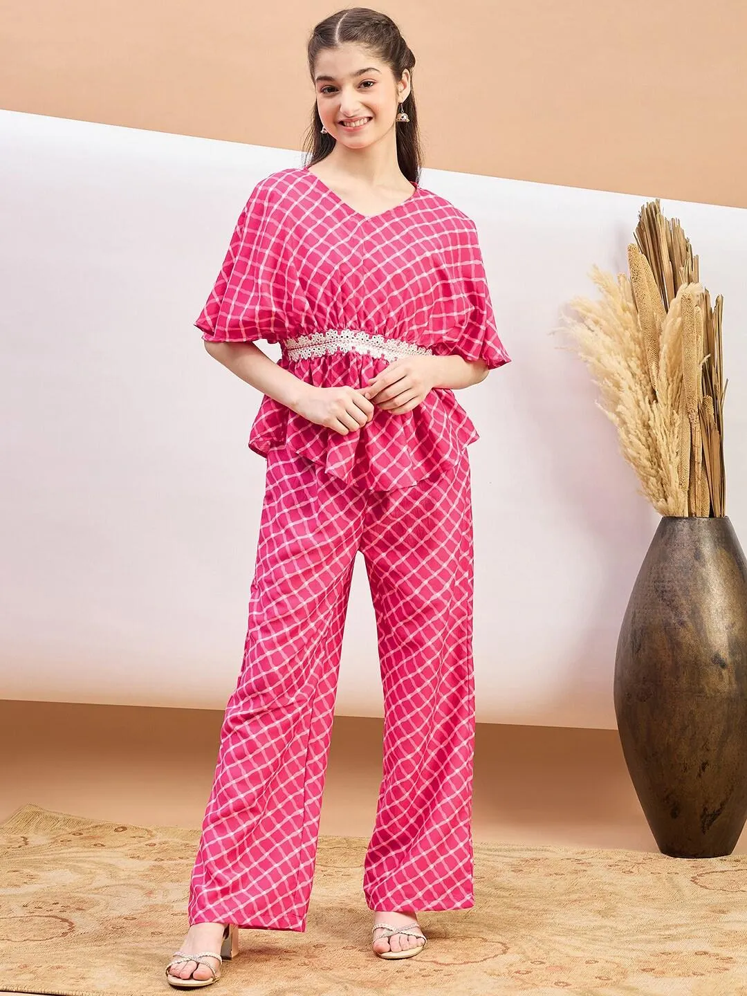 Girls Checked Top With Palazzos