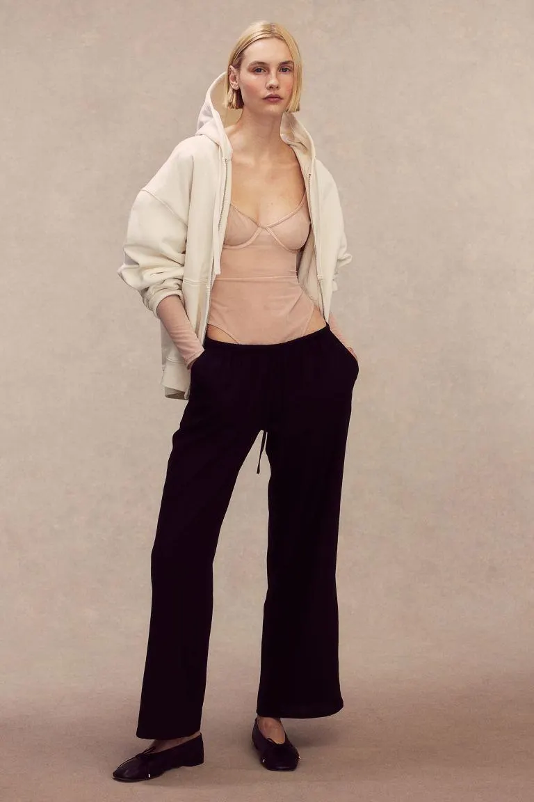 Linen-blend pull-on trousers