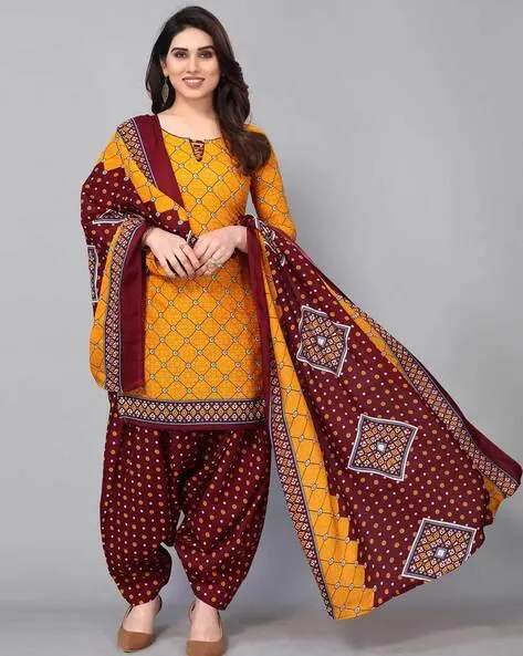 Geometric Print Unstitched Dress Material