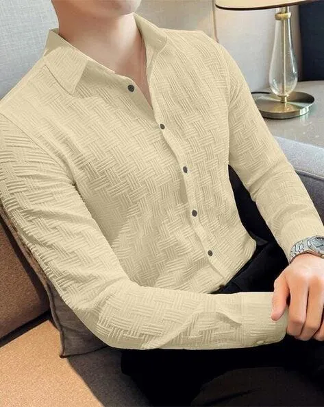Men Textured Regular Fit Shirt