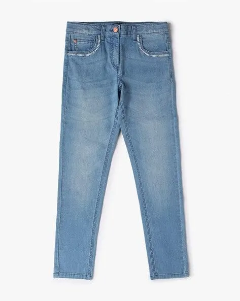 Lightly Washed Cotton Jeans