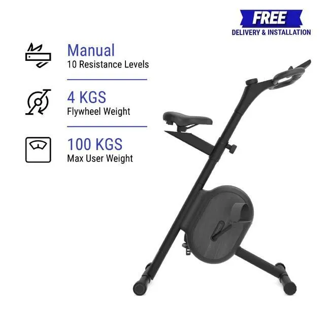 Exercise Bike Ultra-Compact Foldable, Smart, 10 Resistance Levels, Max 100kg