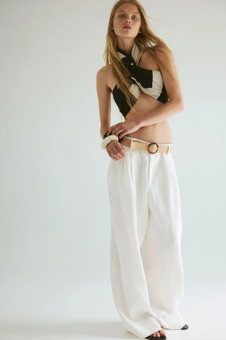 Wide belted trousers