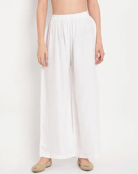 Solid Palazzos with Elasticated Waist