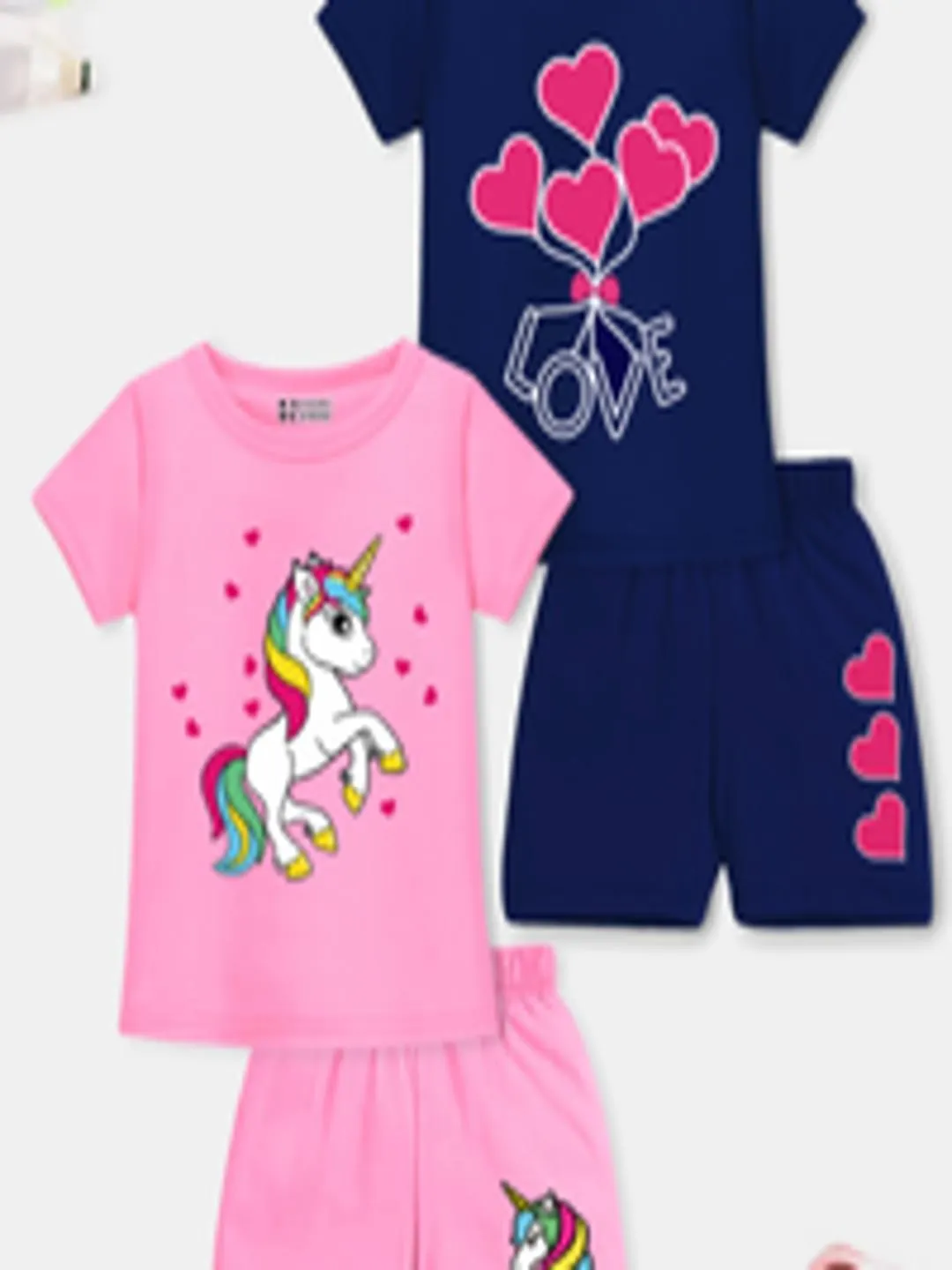 Girls Pack Of 2 Printed Top With Shorts