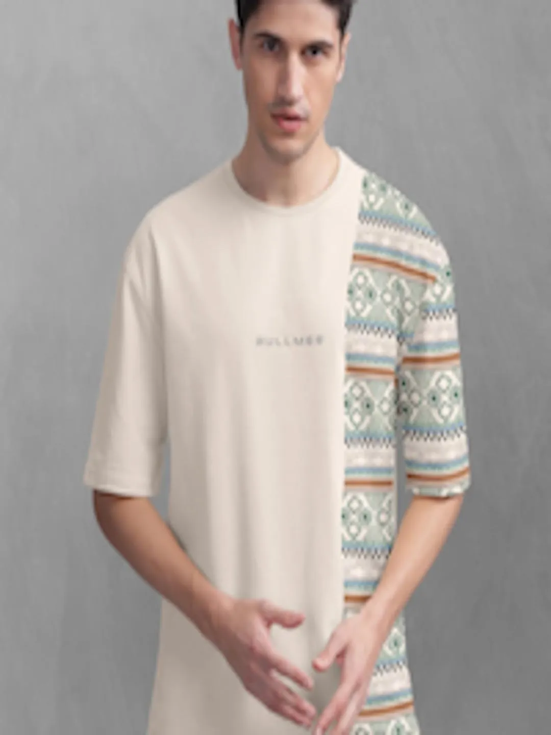 Tribal Printed Oversized Cotton T-shirt
