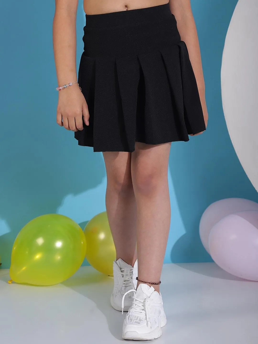 Girls Flared Pleated Mini Skirt