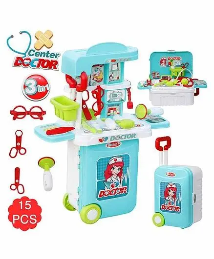 Fiddlerz 3 In 1 Pretend Play Doctor Set Blue White - 15 Pieces