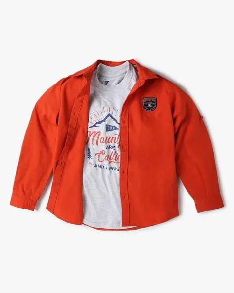 Boys Cotton Shirt with T-Shirt