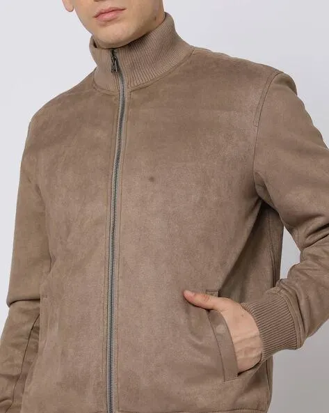 Zip-Front Slim Fit Bomber Jacket