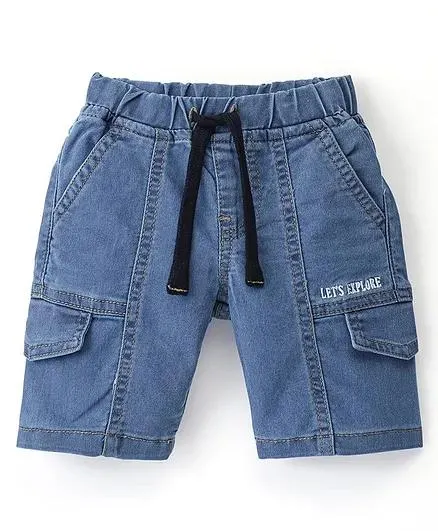 Babyhug Cotton Spandex Knee Length Solid Stretchable Denim Jamaican - Blue