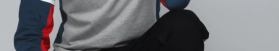 HERENOW Men White Colourblocked Round Neck Pure Cotton T-shirt