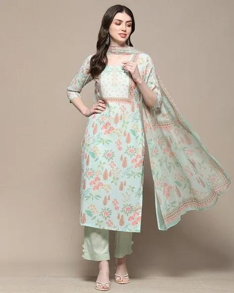 Women Floral Print 3-Piece Dress Material