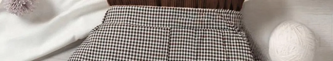 Girls Checked Puff Sleeves Fit & Flare Dress