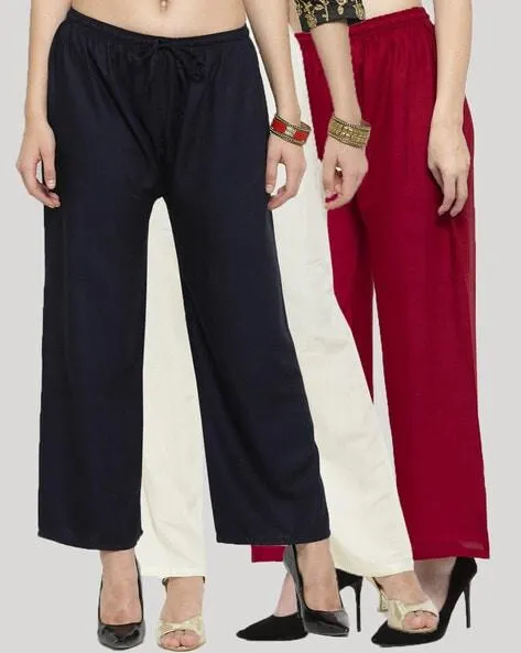 Pack of 3 Solid Palazzos