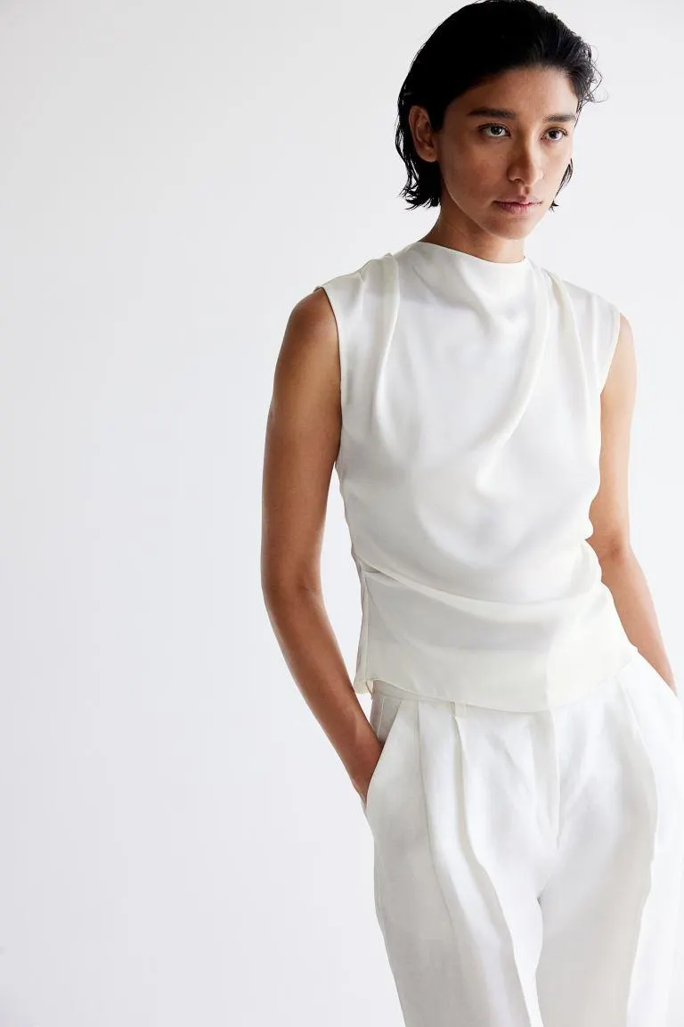 Draped satin top