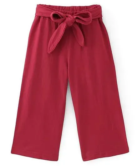 Babyhug Single Jersey Cotton Knit Full Length Culottes Solid Colour - Maroon