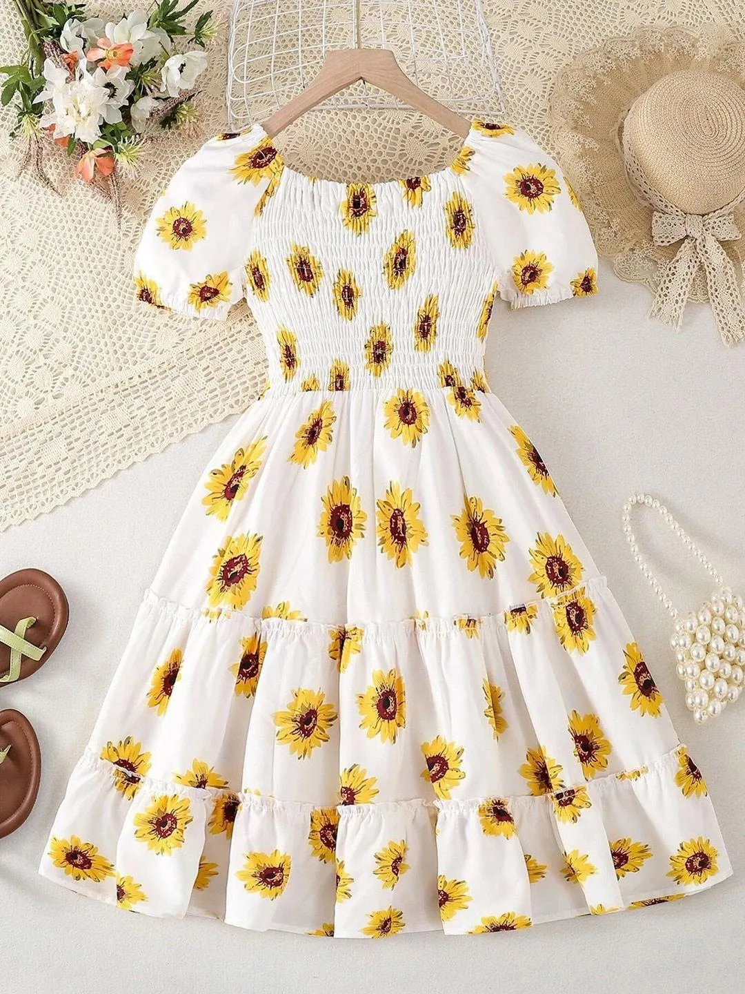 Floral Print Cotton Fit & Flare Dress