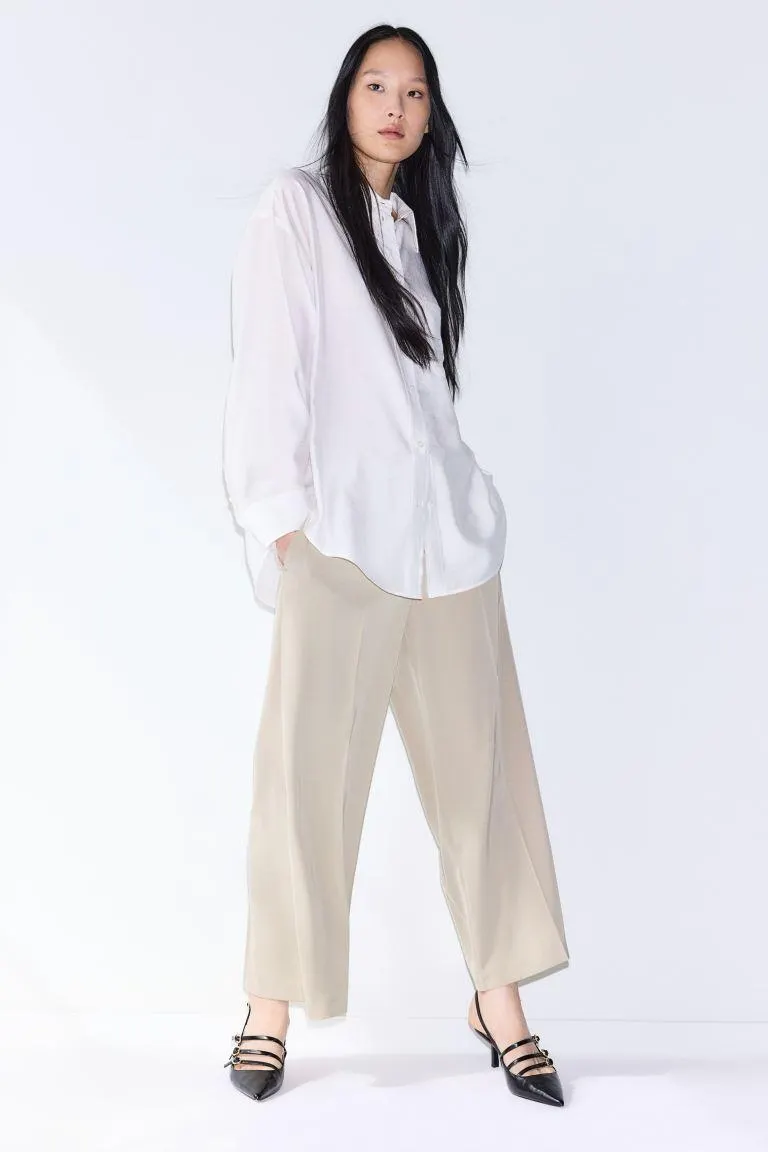 Wide twill trousers