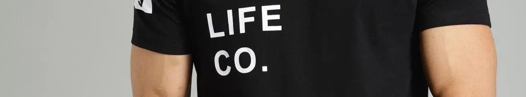 Men Black Printed Cotton Pure Cotton T-shirt