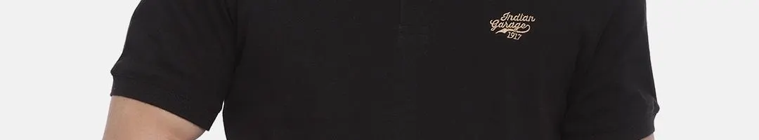 Men Black Solid Polo T-shirt