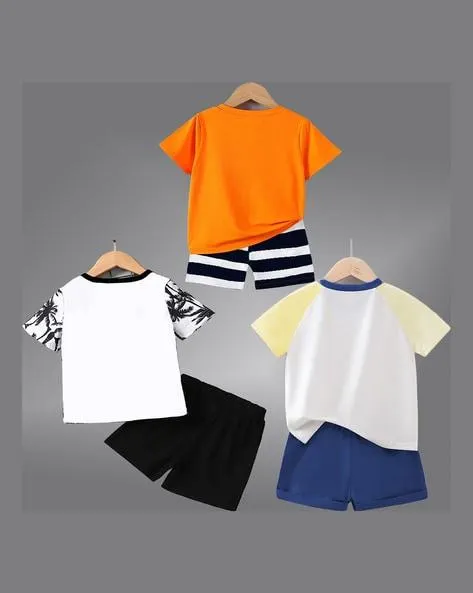 Pack of 3 Boy Graphic Print T-Shirts & Shorts
