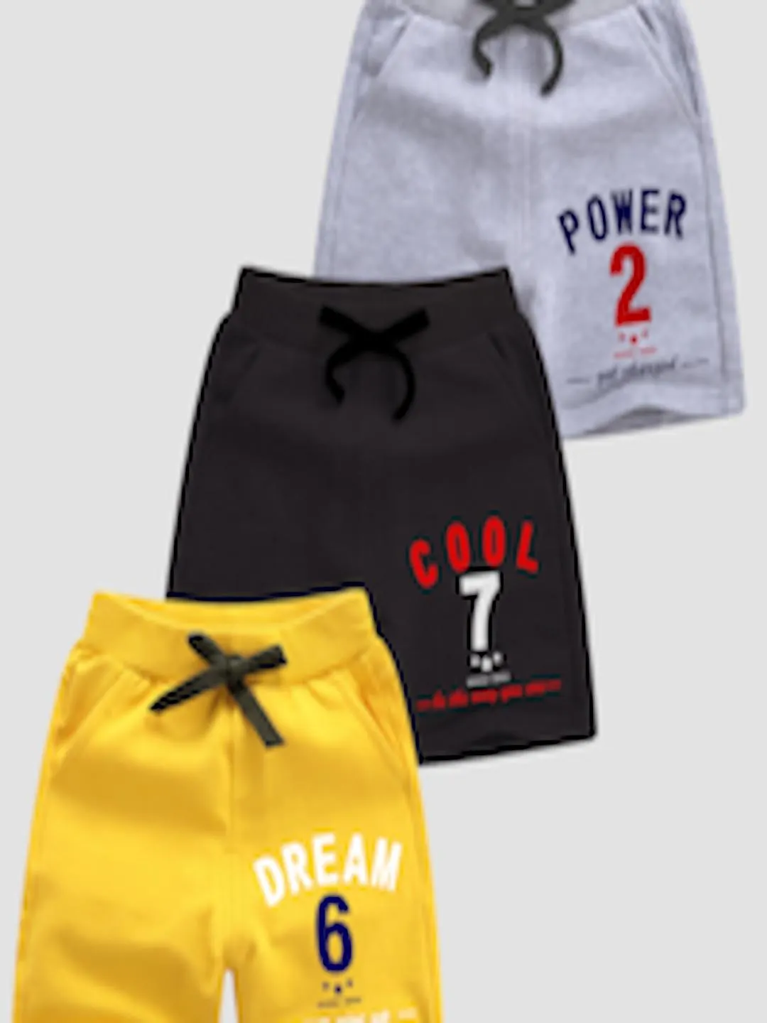 Boys Pack of 3 Yellow & Grey Typography Printed Outdoor Shorts