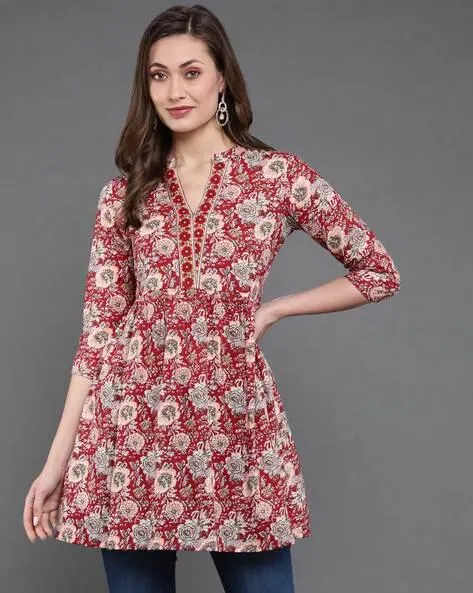 Women Floral Print Flared Tunic