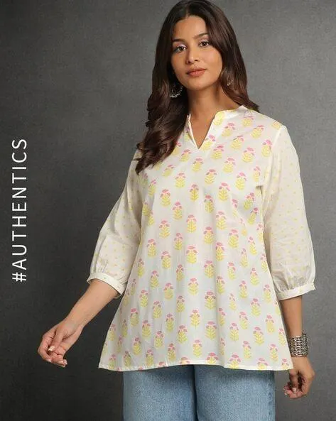 Sanganeri Handblock Print Cotton A-line Tunic