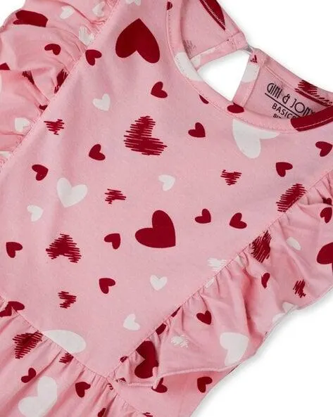 Heart Print Fit & Flare Dress