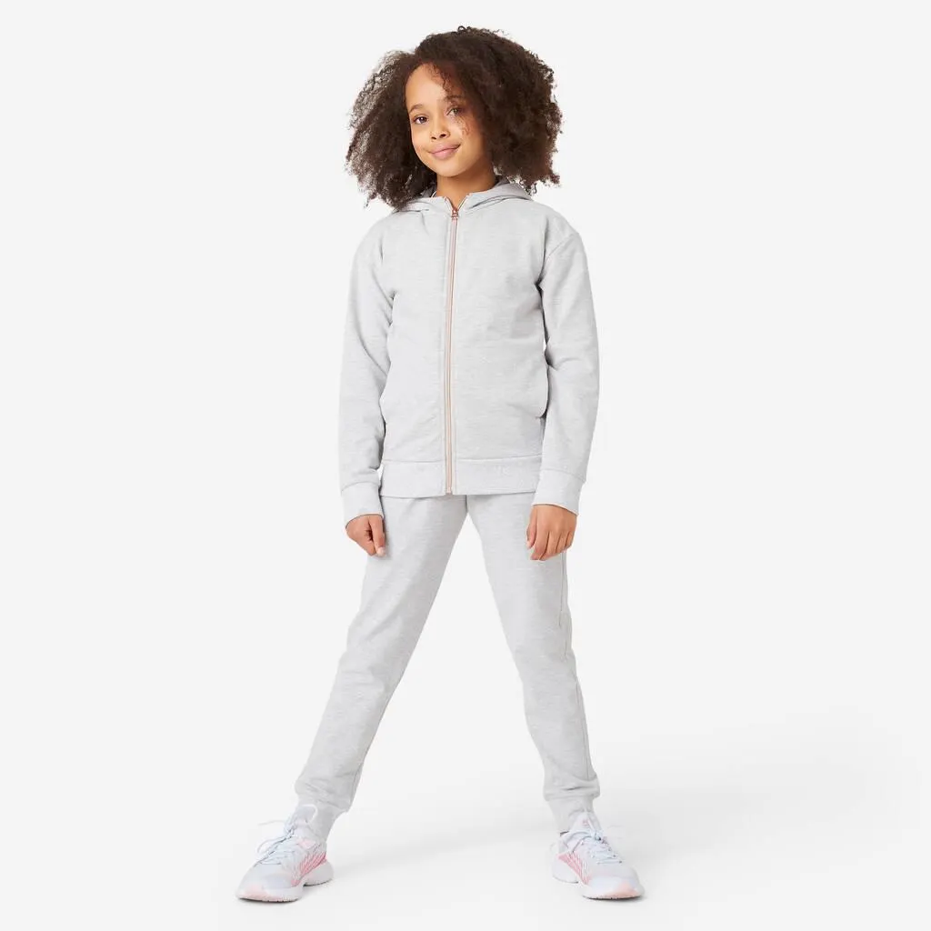 Kids' Warm Tracksuit 500 - Grey with Golden Zip