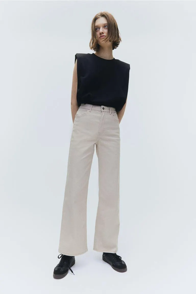 Wide twill trousers