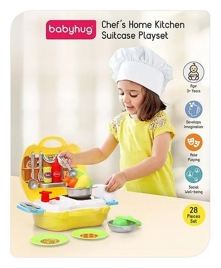 Babyhug Chef's Home Kitchen Suitcase Playset - 28 Pieces