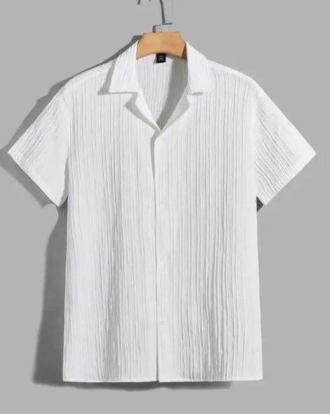 Cuban Collar Shirt with Short Sleeves