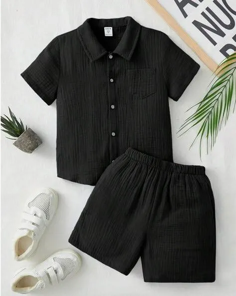 Boys Striped Shirt & Shorts Set