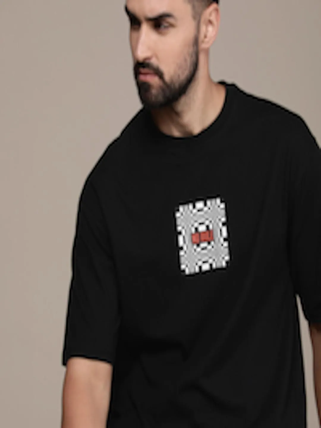 Men Typography Printed Drop-Shoulder Sleeves Pure Cotton T-shirt