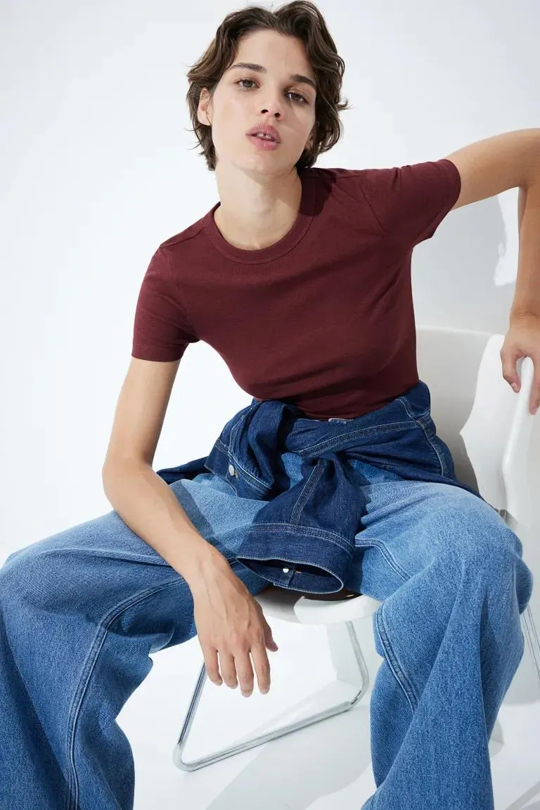 Ribbed modal-blend T-shirt