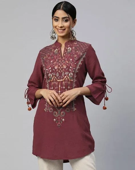 Women Embroidered Straight Tunic